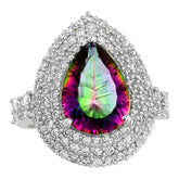 10*14 MM Pear - Mystic Topaz With CZ Ring - MTR55