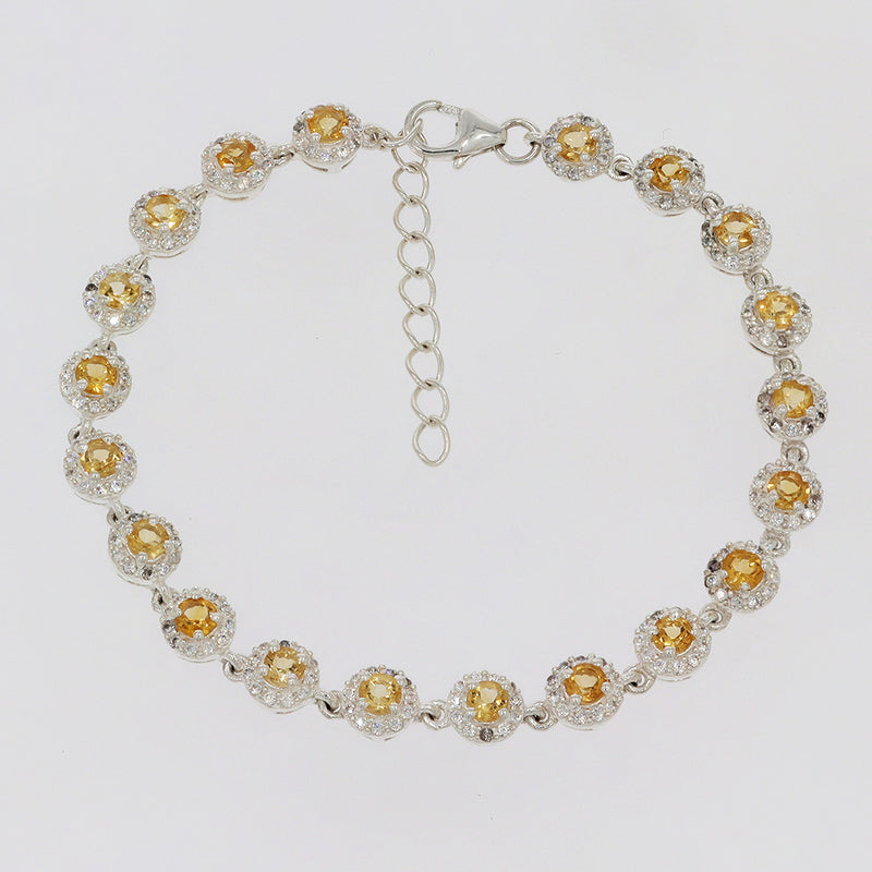 3*3 MM Round - Citrine & CZ Bracelets - CZB23C