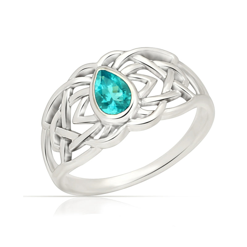 Celtic - Neon Blue Apatite Faceted Ring - CCR508-NBF Catalogue