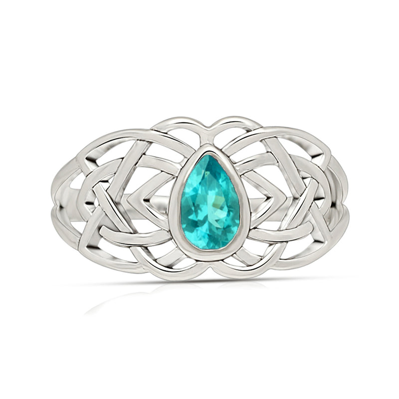 Celtic - Neon Blue Apatite Faceted Ring - CCR508-NBF Catalogue