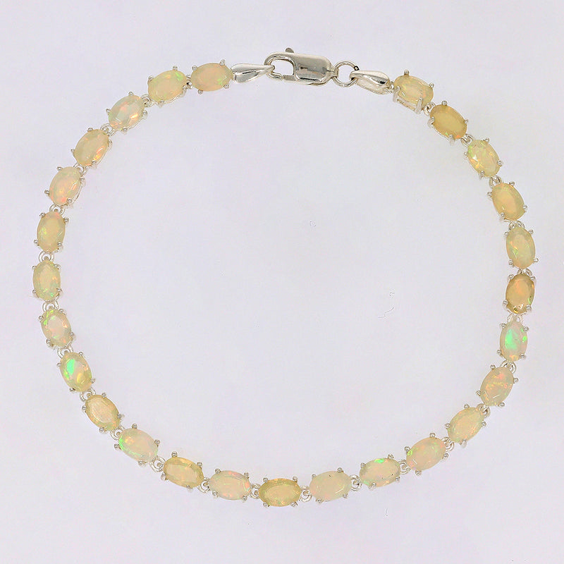 6*4 MM Oval - Ethiopian Opal Faceted Bracelets - CZB19EOF