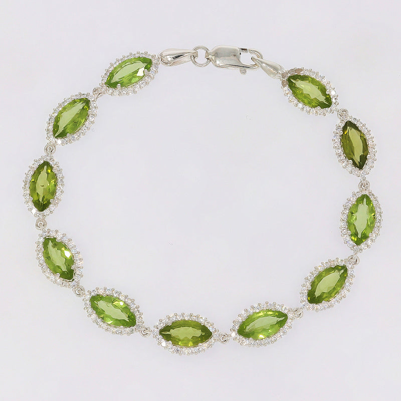 5*10 MM Marquise - Peridot & CZ Bracelets - CZB21P