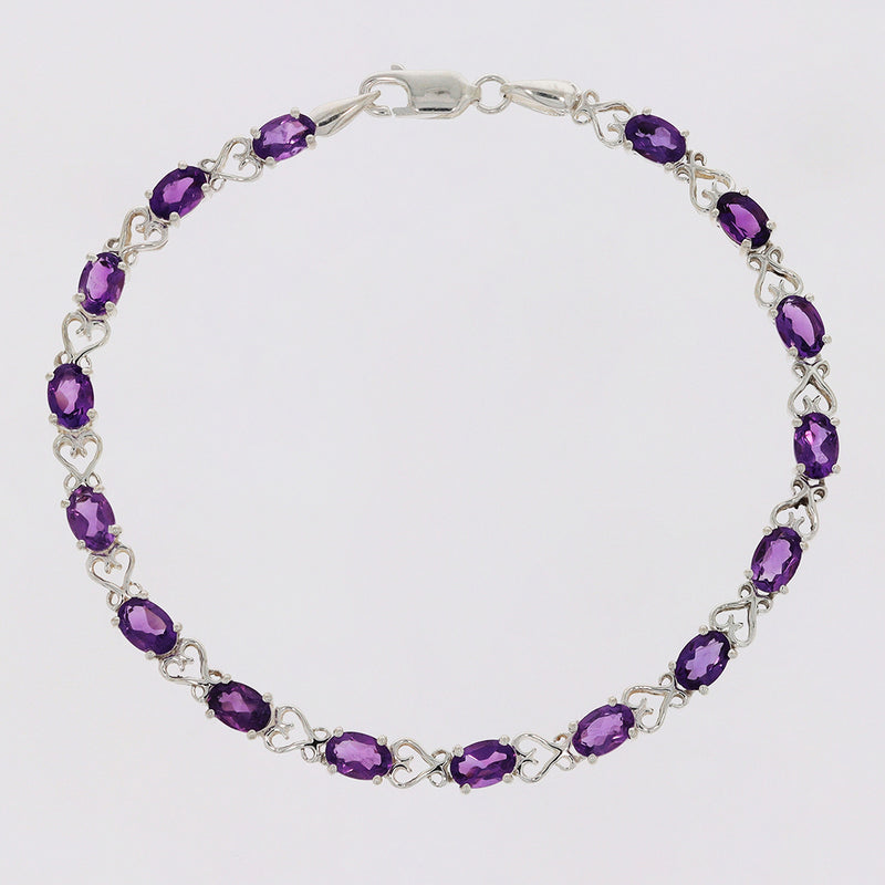 6*4 MM Oval - Amethyst Faceted Bracelets - CZB20AMF
