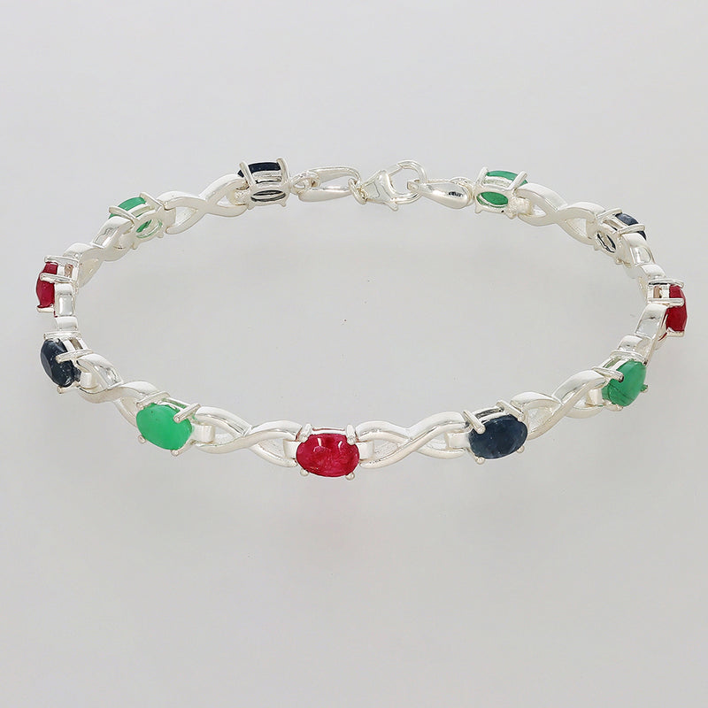 6*4 MM Oval - Ruby, Emerald & Sapphire Bracelets - CZB14RES