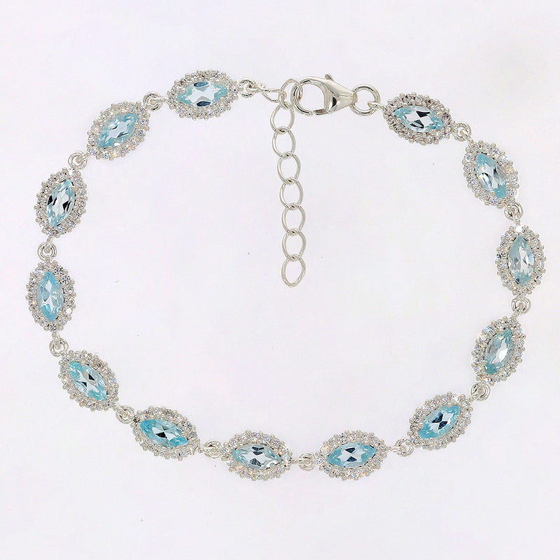 3*6 MM Marquise - Blue Topaz & CZ Bracelets - CZB22BT