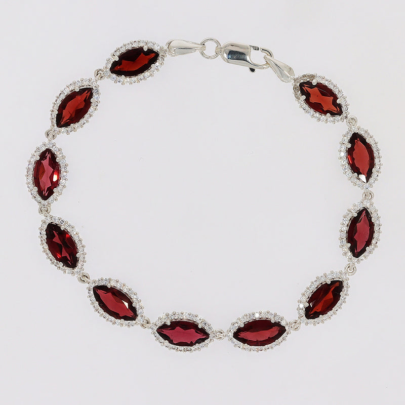 5*10 MM Marquise - Garnet Faceted & CZ Bracelets - CZB21GRF