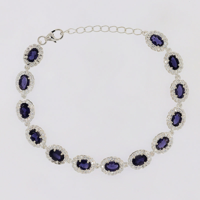 6*4 MM Oval - Iolite & CZ Bracelets - CZB24I