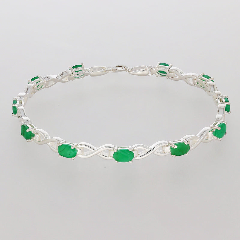 6*4 MM Oval - Natural Emerald Bracelets - CZB14E
