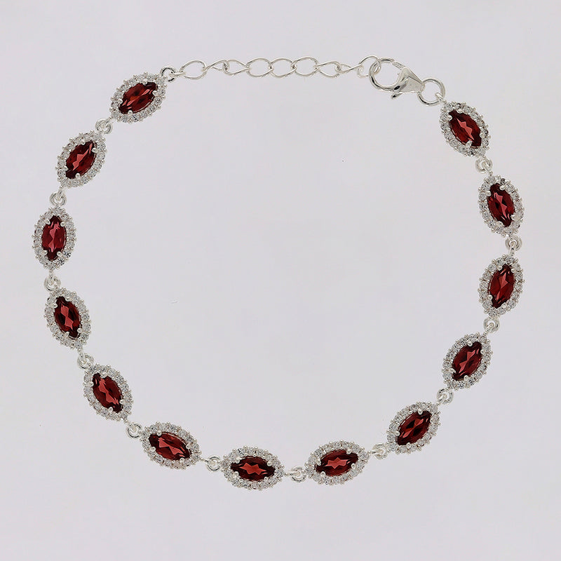 3*6 MM Marquise - Garnet Faceted & CZ Bracelets - CZB22GRF