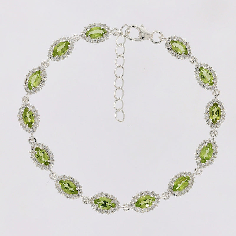 3*6 MM Marquise - Peridot & CZ Bracelets - CZB22P