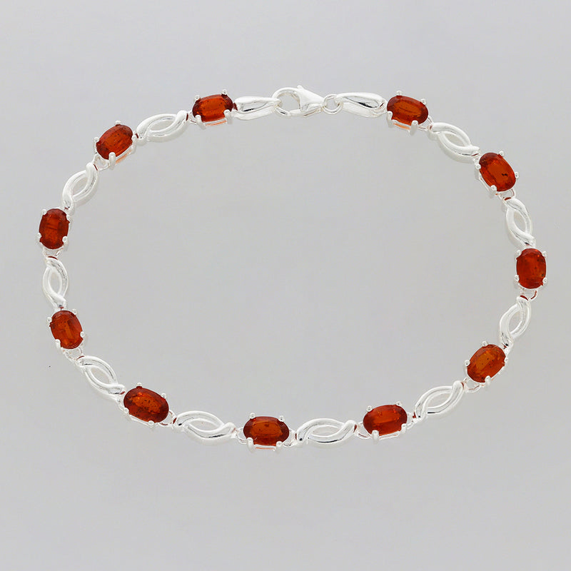 6*4 MM Oval - Orange Kyanite Faceted Bracelets - CZB15OKF