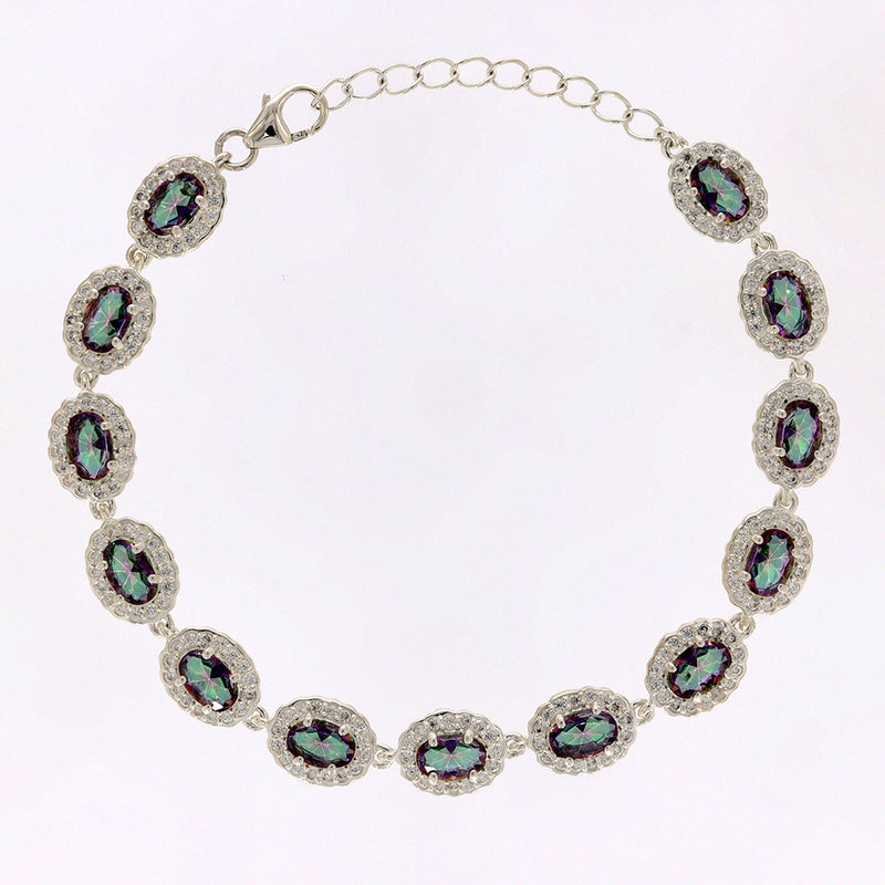 6*4 MM Oval - Mystic Topaz & CZ Bracelets - CZB24MT