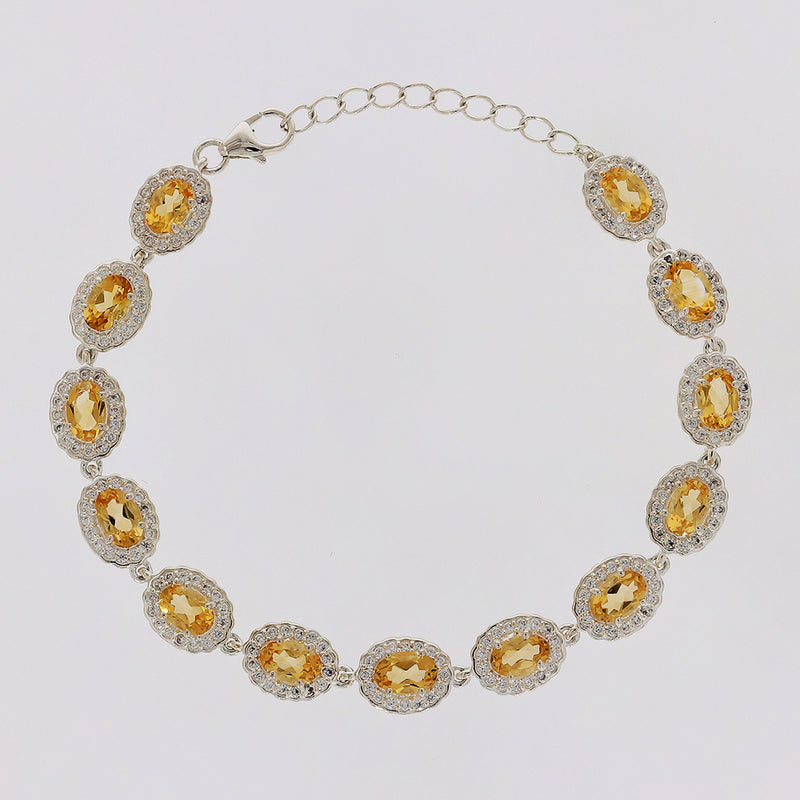 6*4 MM Oval - Citrine & CZ Bracelets - CZB24C