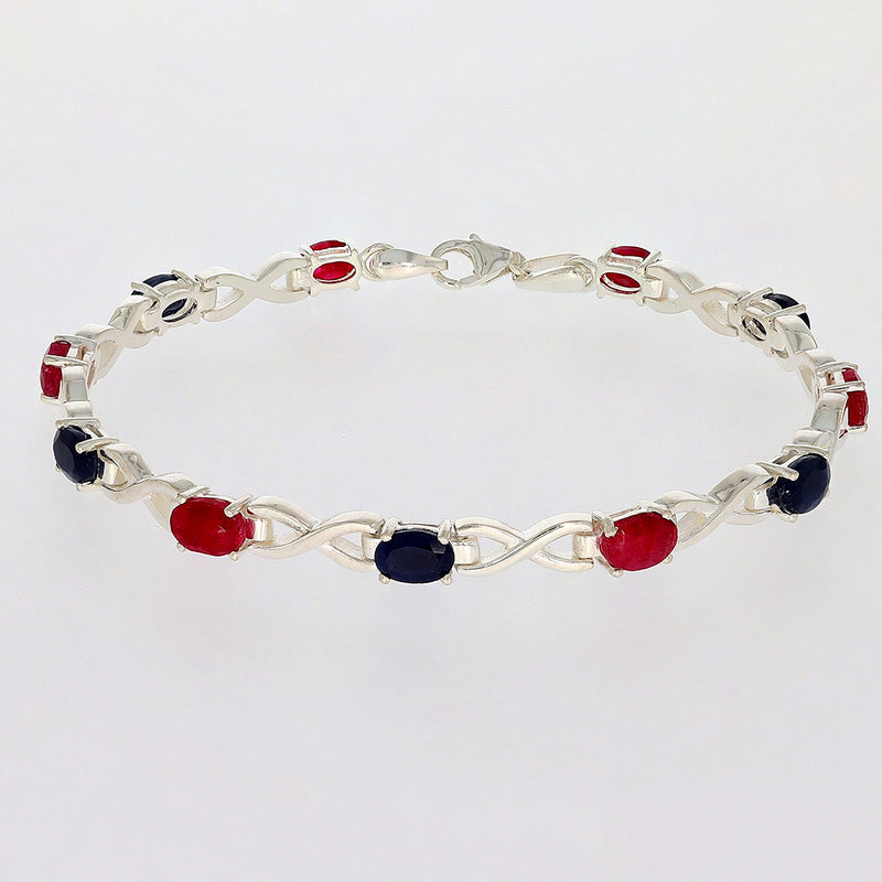 6*4 MM Oval - Natural Ruby & Sapphire Bracelets - CZB14RS