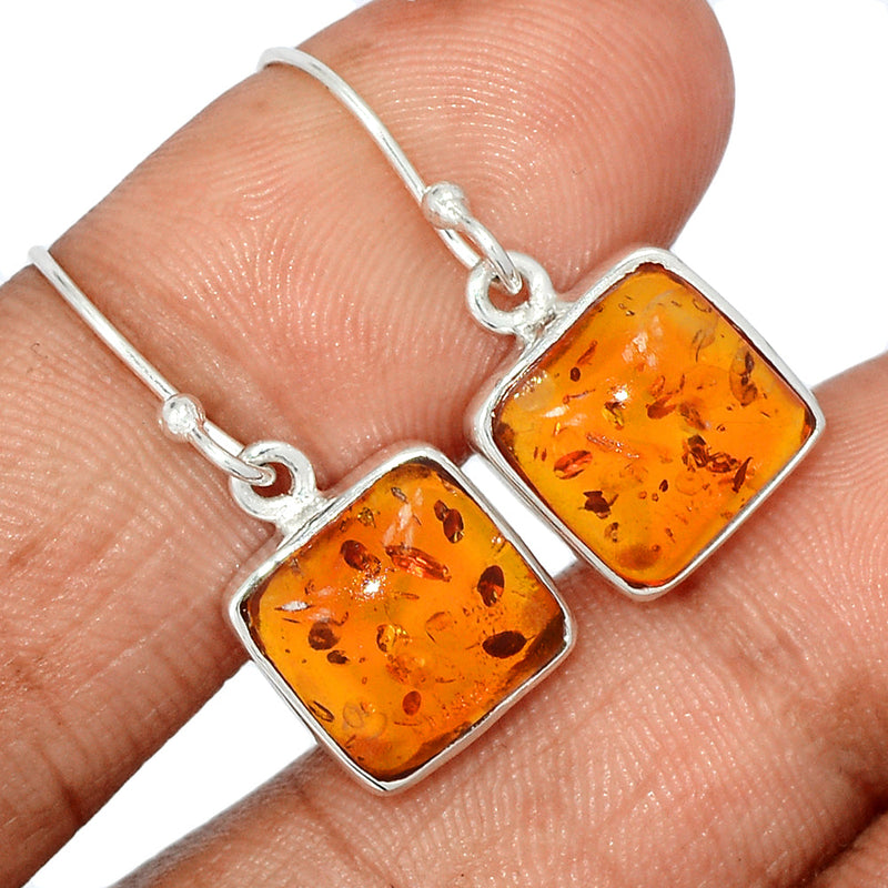 1.1" Treated Amber Earrings - AMBE702