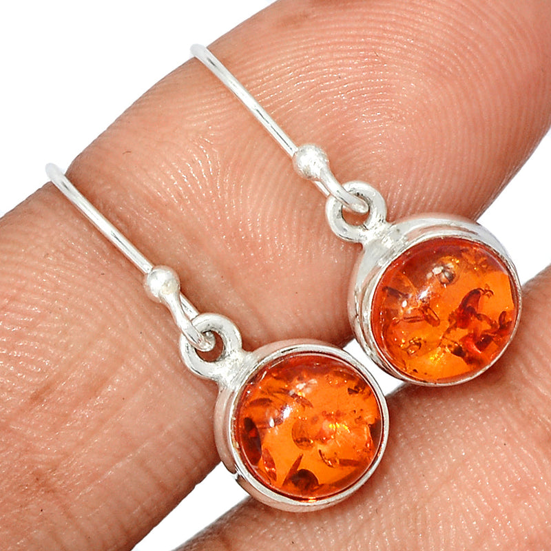1" Treated Amber Earrings - AMBE723