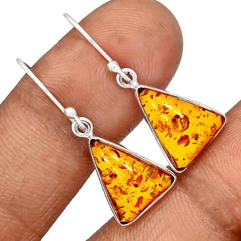 1.3" Treated Amber Earrings - AMBE755