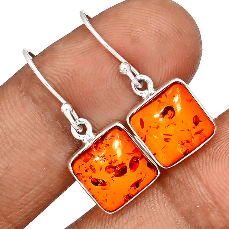 1.1" Treated Amber Earrings - AMBE770