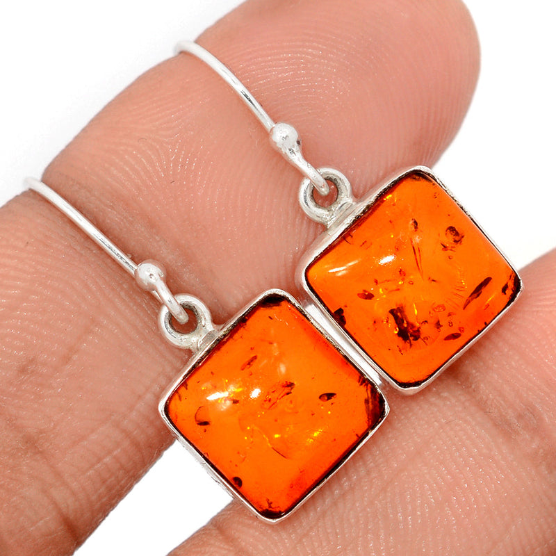 1.1" Treated Amber Earrings - AMBE772