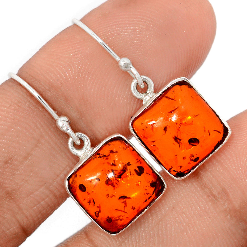 1" Treated Amber Earrings - AMBE775