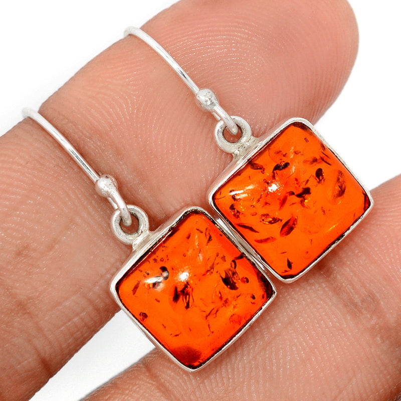 1.1" Treated Amber Earrings - AMBE777
