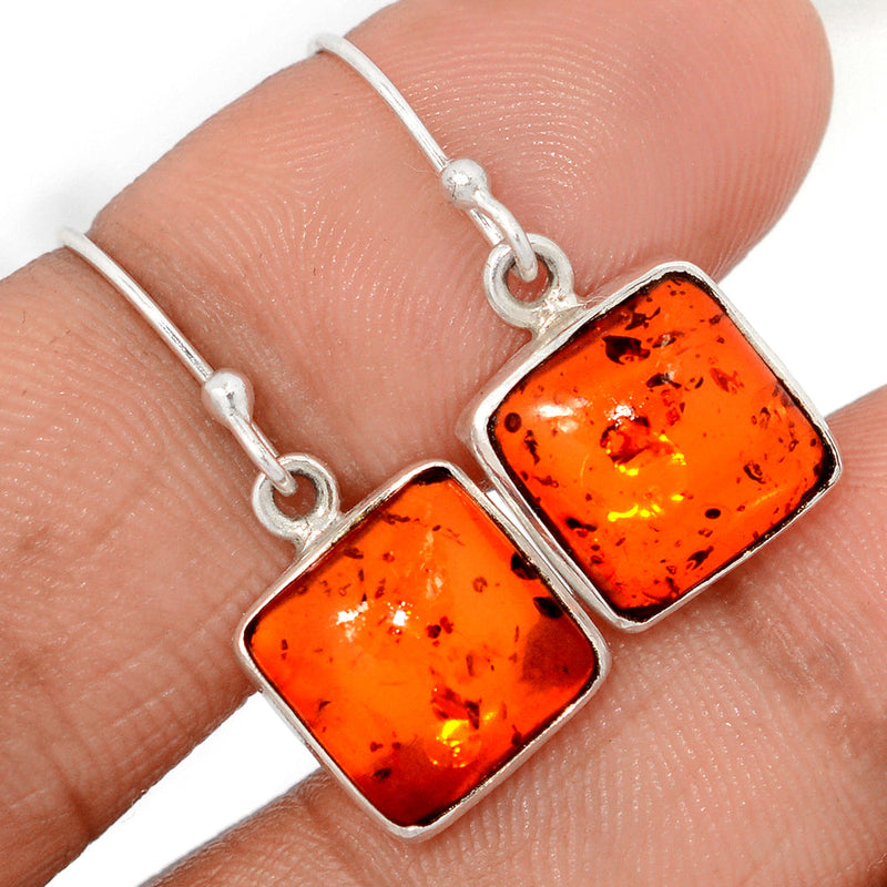 1.1" Treated Amber Earrings - AMBE779