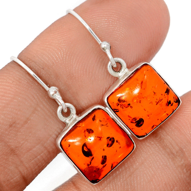 1.1" Treated Amber Earrings - AMBE785