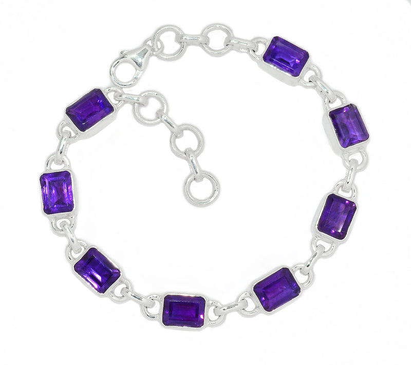 8.1" Amethyst Faceted Bracelets - AMFB282