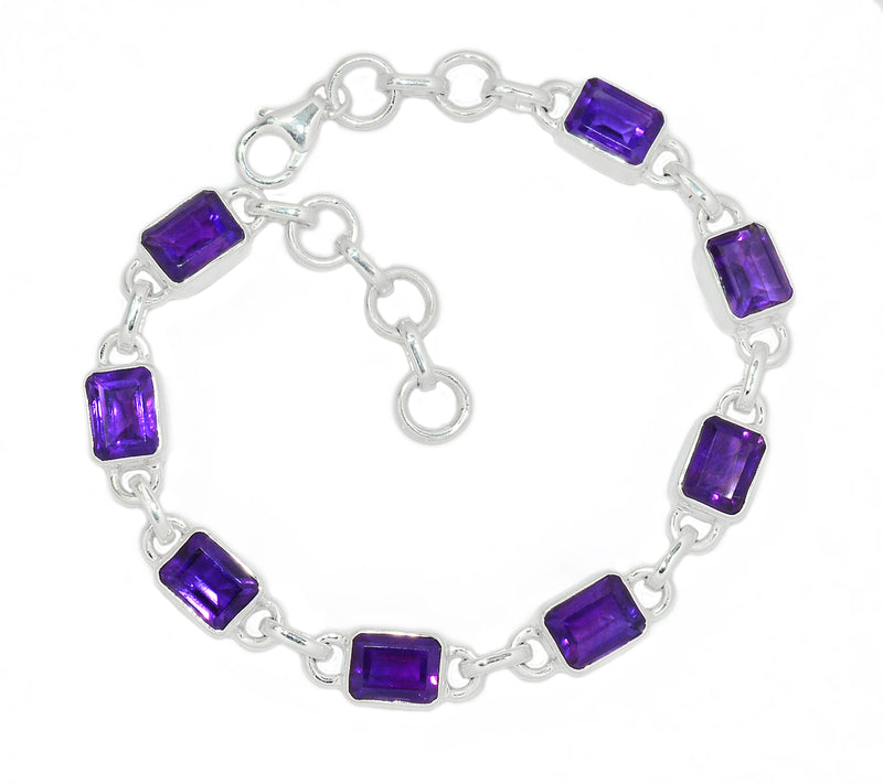 8.1" Amethyst Faceted Bracelets - AMFB284