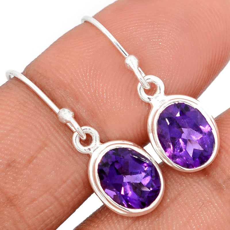 1" Amethyst Faceted Earrings - AMFE1713