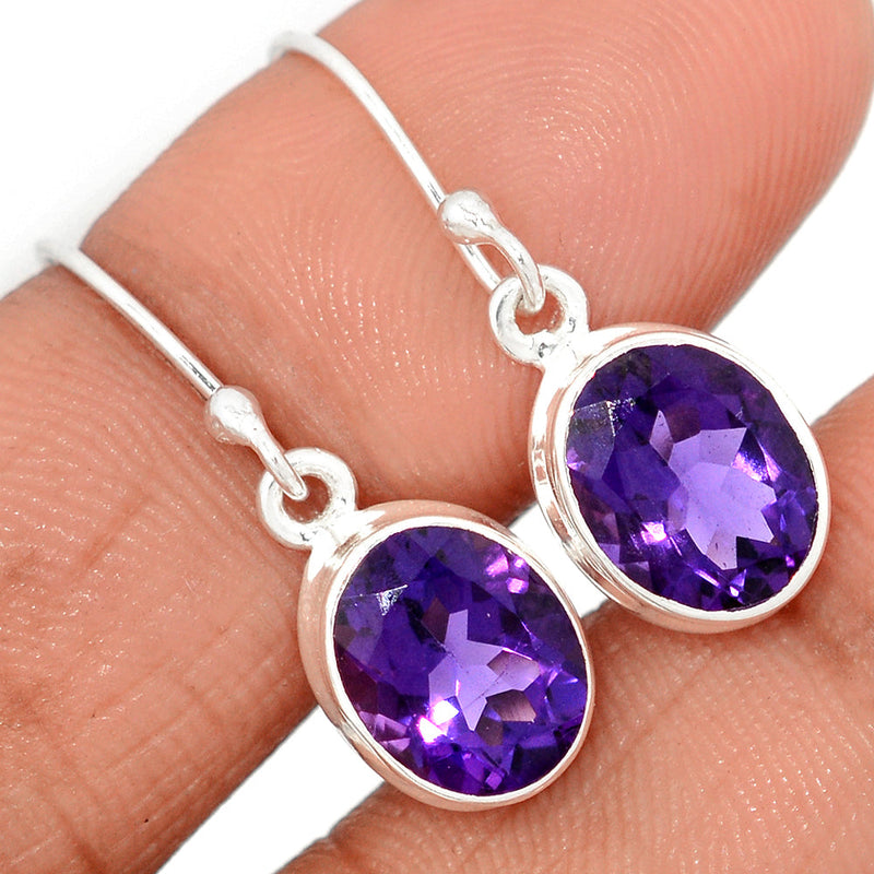 1" Amethyst Faceted Earrings - AMFE1714