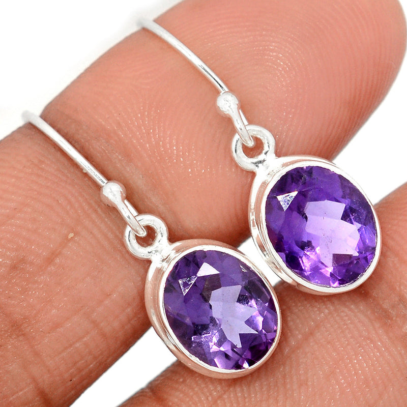 1.1" Amethyst Faceted Earrings - AMFE1716