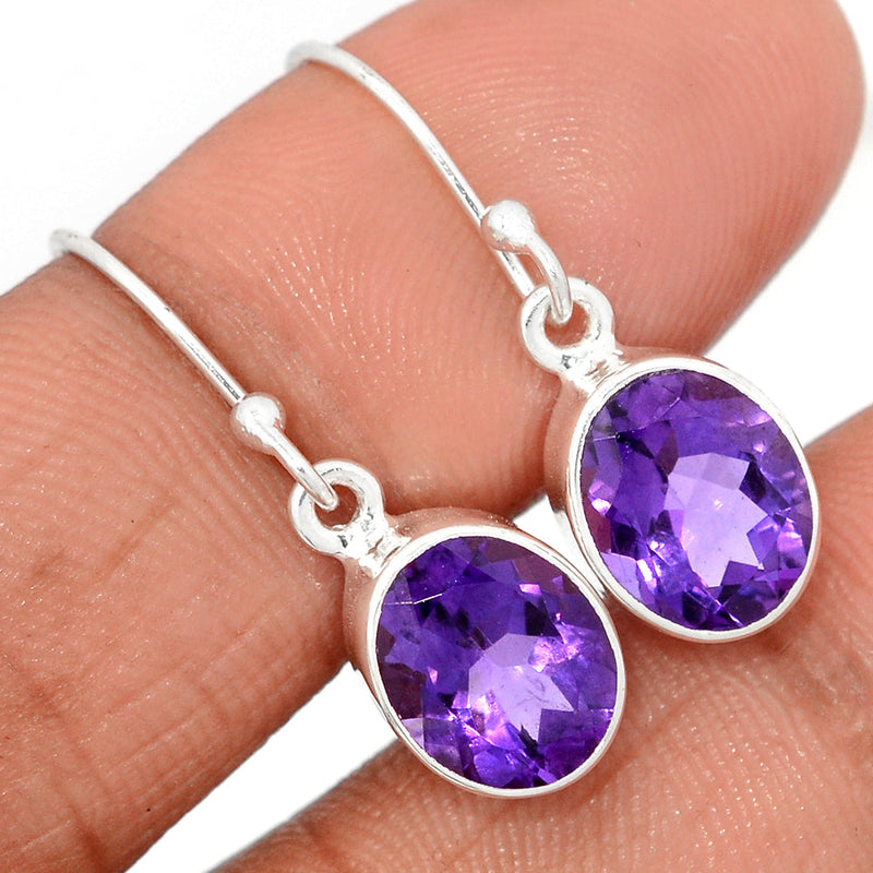 1" Amethyst Faceted Earrings - AMFE1718