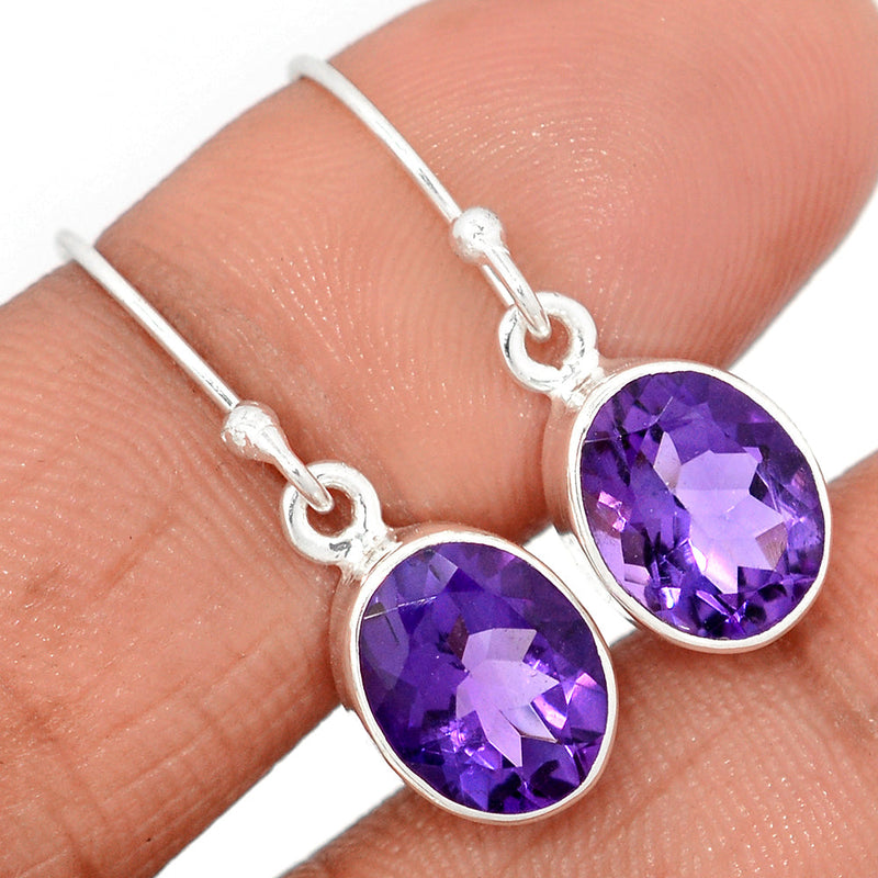 1.1" Amethyst Faceted Earrings - AMFE1722
