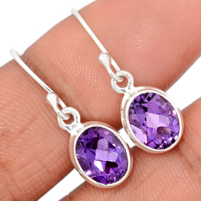 1.1" Amethyst Faceted Earrings - AMFE1725