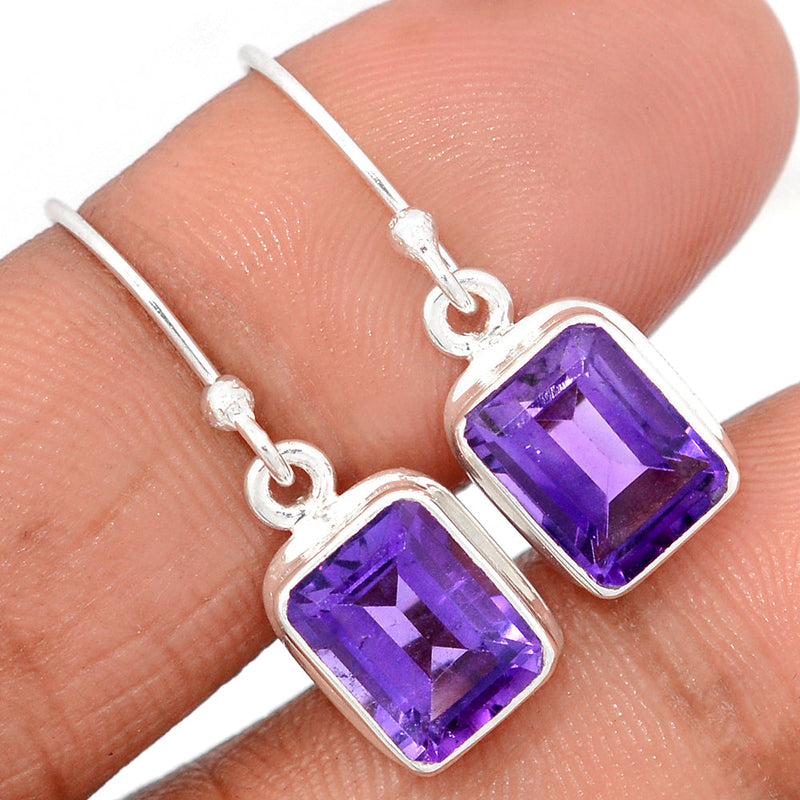 1" Amethyst Faceted Earrings - AMFE1727