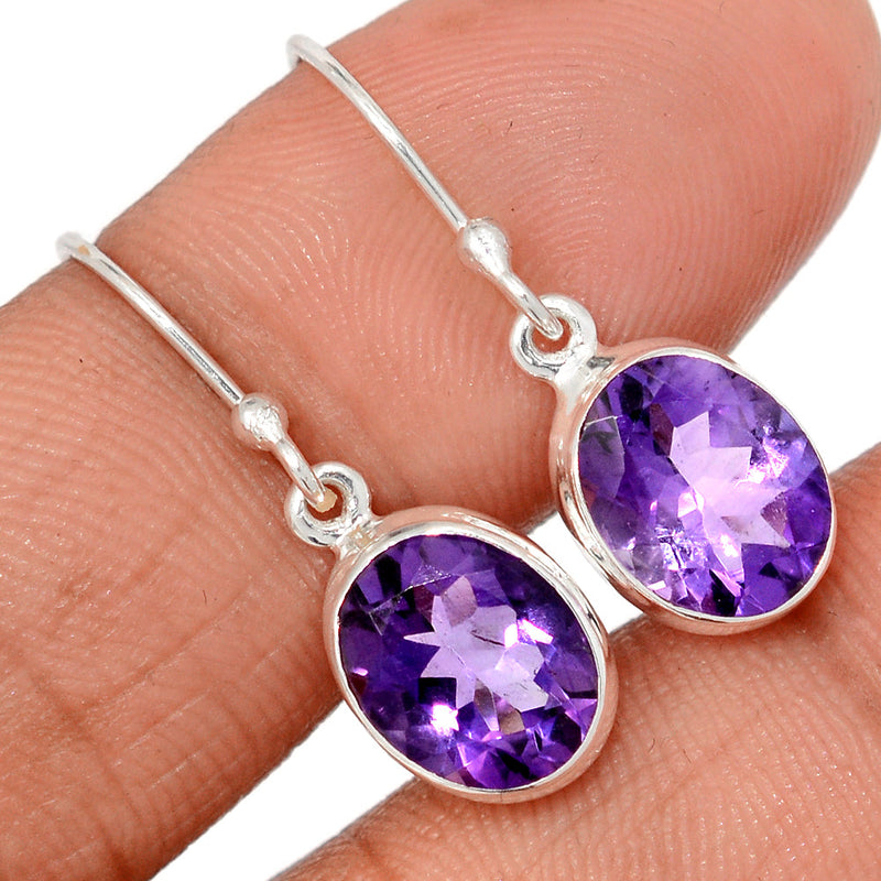 1.1" Amethyst Faceted Earrings - AMFE1733