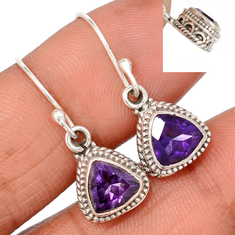 1" Fine Filigree - Amethyst Faceted Earrings - AMFE1739