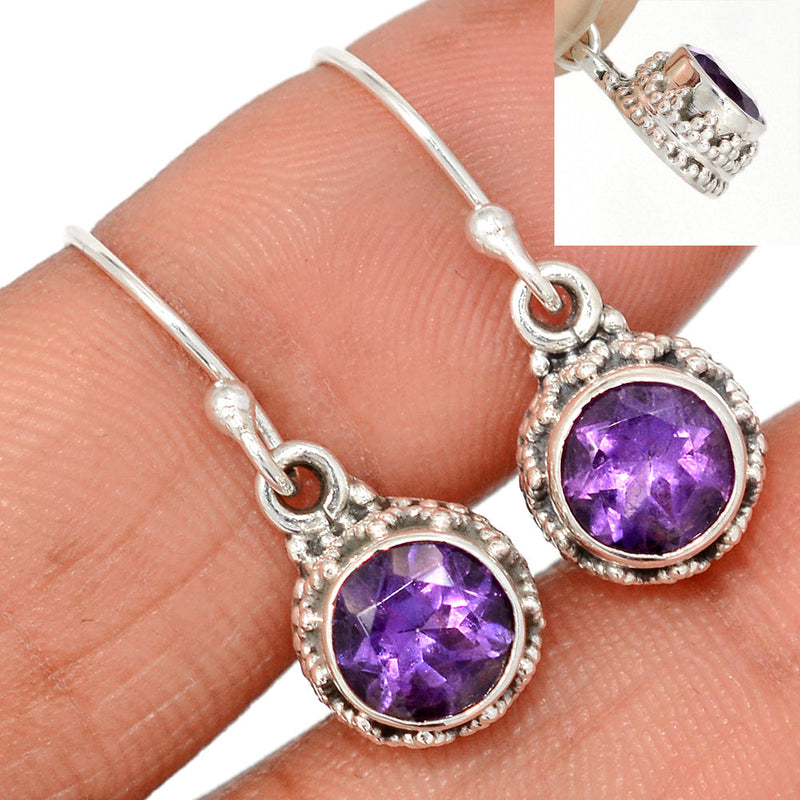 1" Fine Filigree - Amethyst Faceted Earrings - AMFE1740