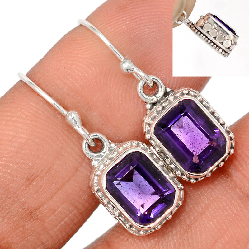 1.1" Fine Filigree - Amethyst Faceted Earrings - AMFE1741