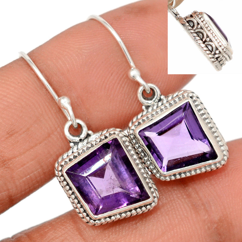 1.2" Fine Filigree - Amethyst Faceted Earrings - AMFE1742
