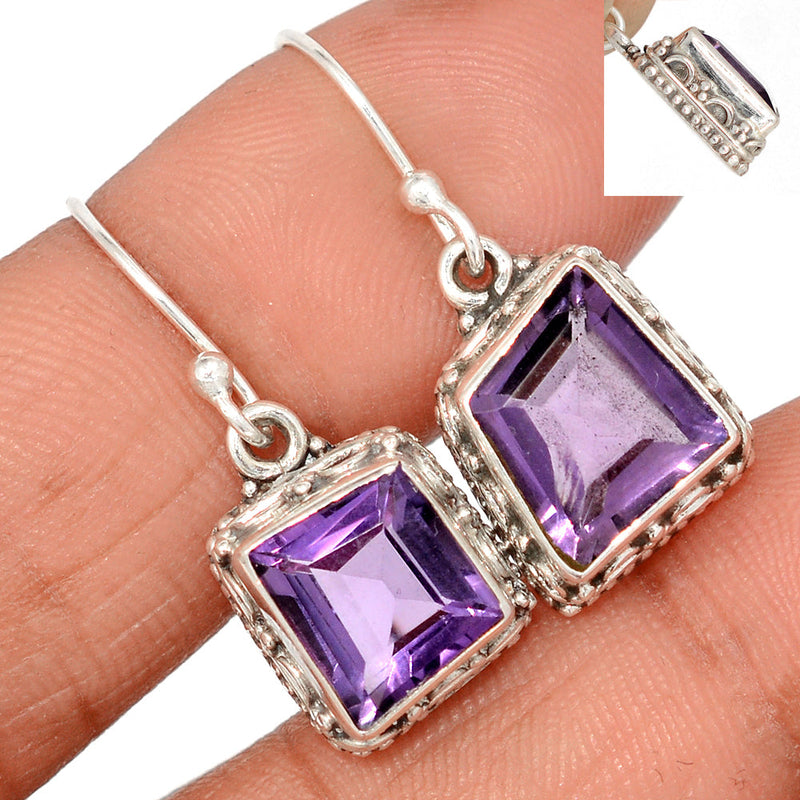 1.2" Fine Filigree - Amethyst Faceted Earrings - AMFE1744