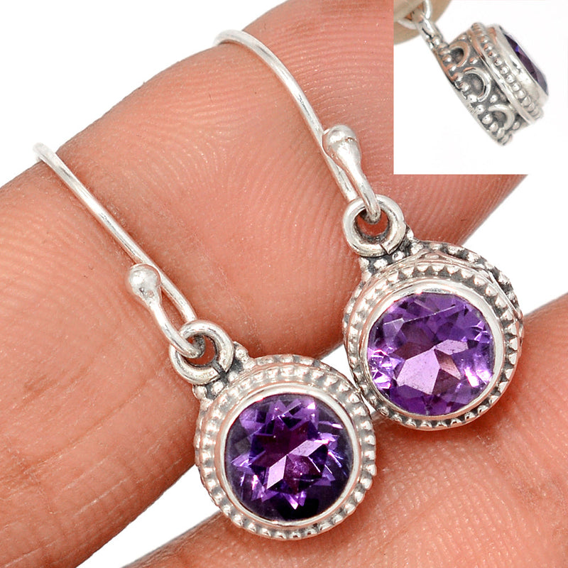 1" Fine Filigree - Amethyst Faceted Earrings - AMFE1746