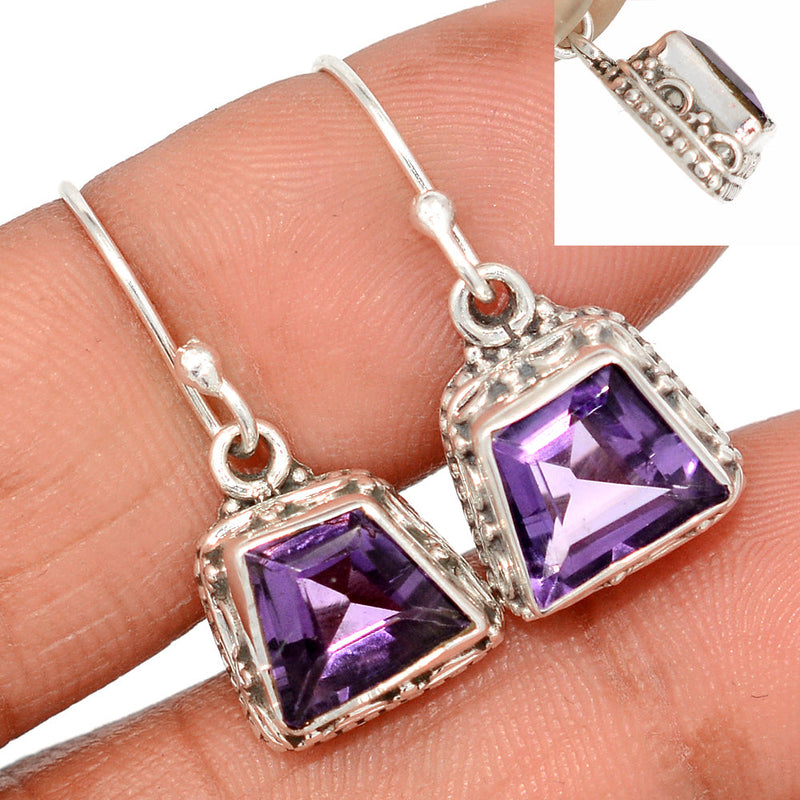1.1" Fine Filigree - Amethyst Faceted Earrings - AMFE1747