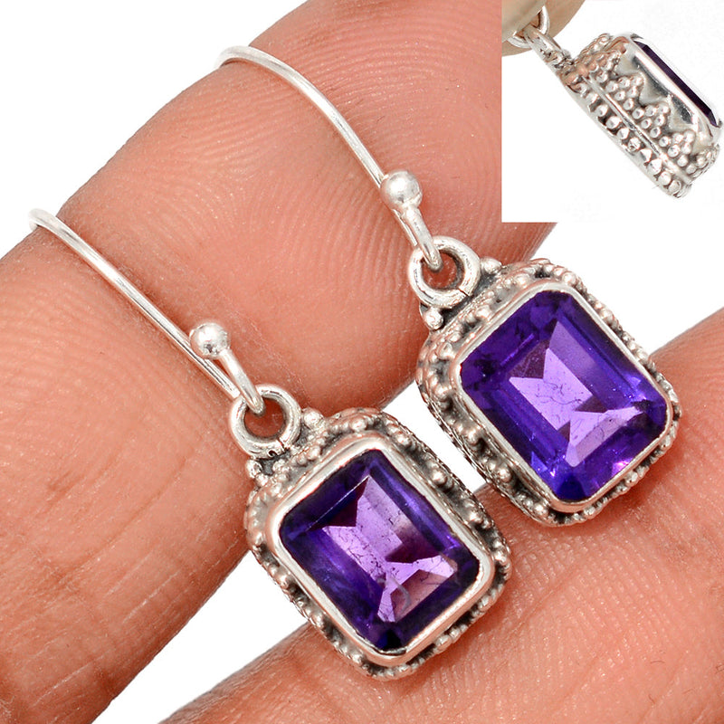 1.1" Fine Filigree - Amethyst Faceted Earrings - AMFE1749