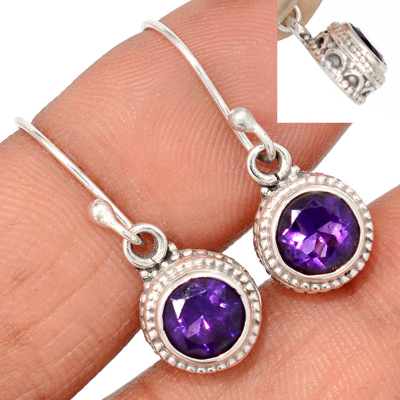 1" Fine Filigree - Amethyst Faceted Earrings - AMFE1753