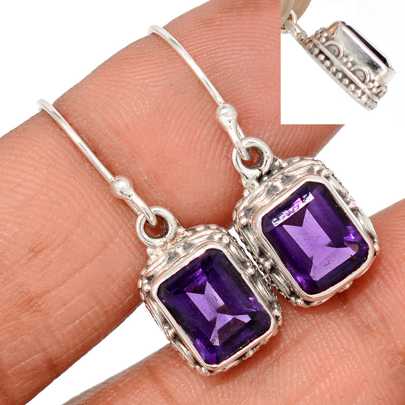 1.1" Fine Filigree - Amethyst Faceted Earrings - AMFE1755