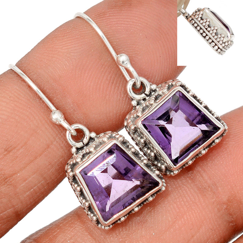 1.2" Fine Filigree - Amethyst Faceted Earrings - AMFE1756