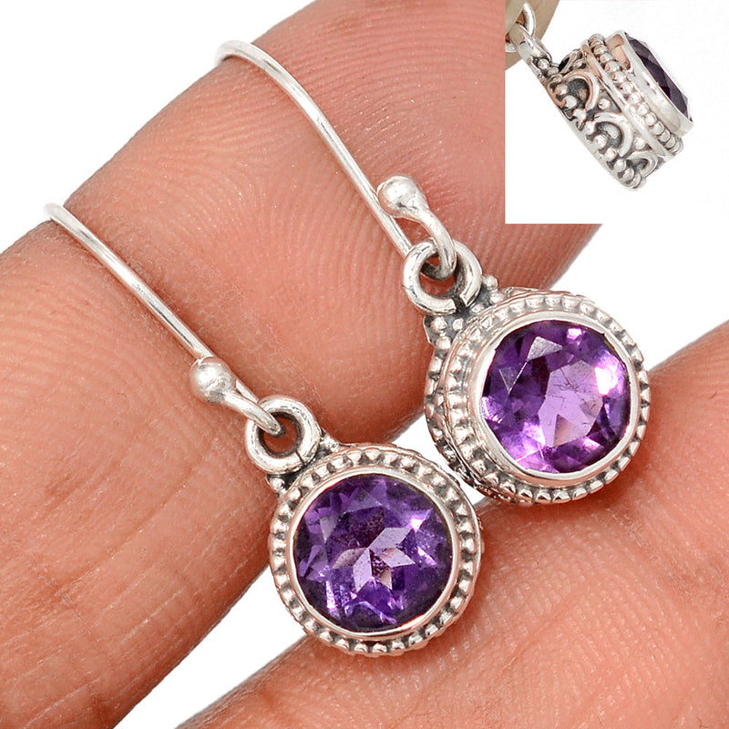 1" Fine Filigree - Amethyst Faceted Earrings - AMFE1758