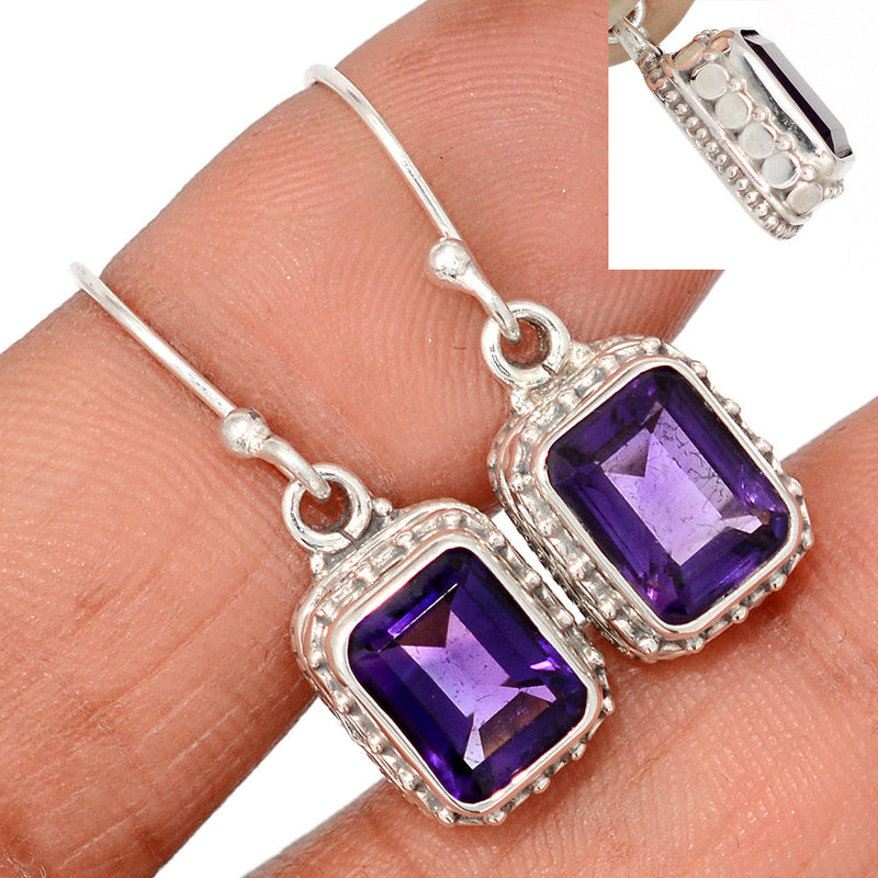 1.1" Fine Filigree - Amethyst Faceted Earrings - AMFE1760